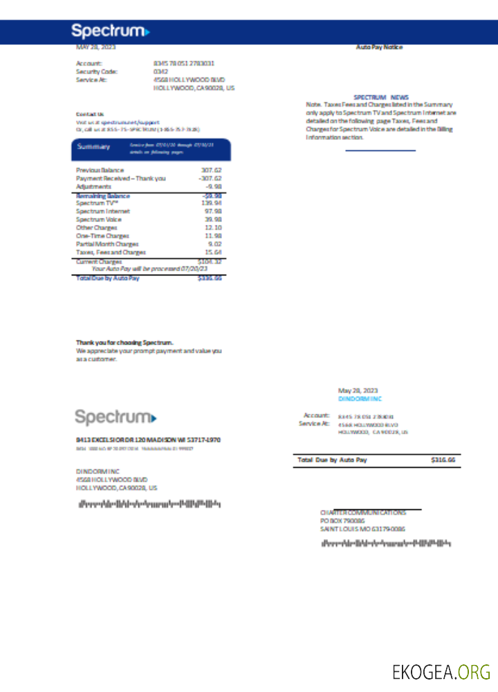 Facture commerciale du service public du spectre SCR